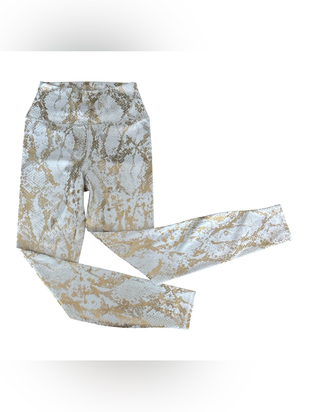Carbon Girls Metallic Snake-Print Leggings - Gold & White